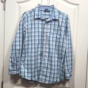 Boys Nautica button down plaid dress shirt